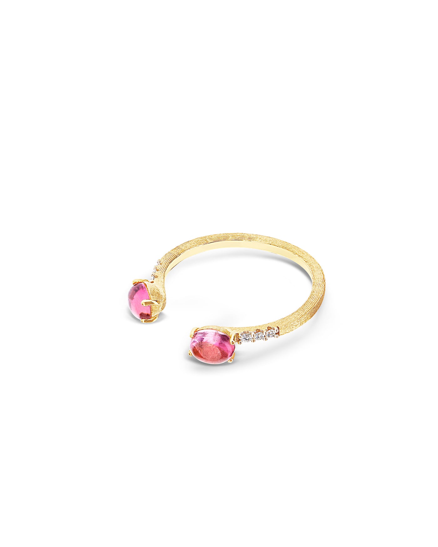 "tourmalines" gold and diamonds, pink and green tourmalines, double piece ring 