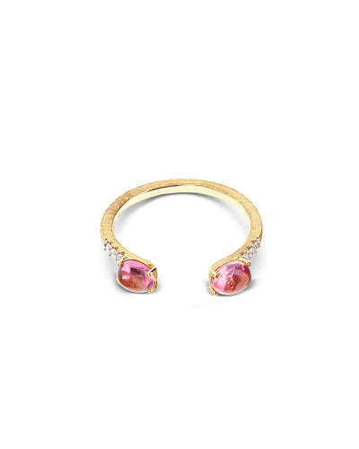 Anello "DANCING TOURMALINES" scomponibile in oro, diamanti, tormaline rosa e verdi