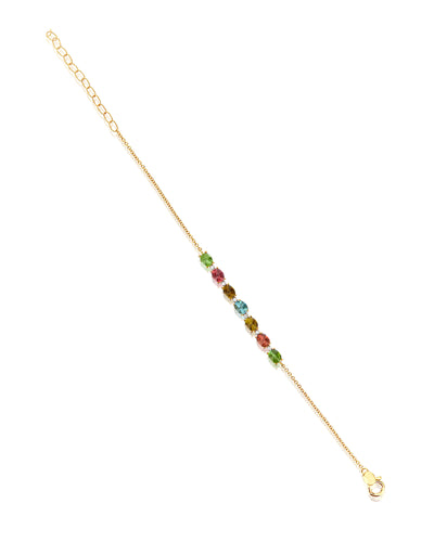 Bracciale "DANCING TOURMALINES" in oro, diamanti e tormaline colorate