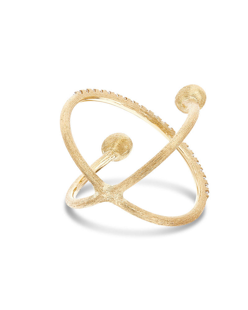 "élite" gold and diamonds criss cross ring (small)