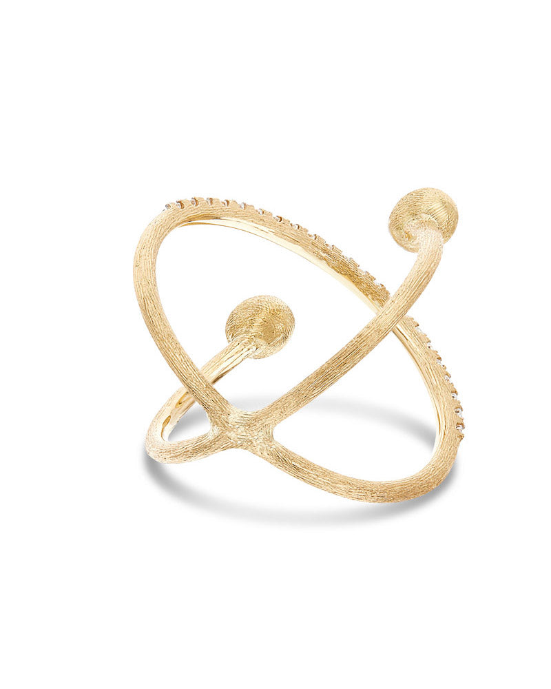 "Élite" gold and diamonds criss cross ring (small)