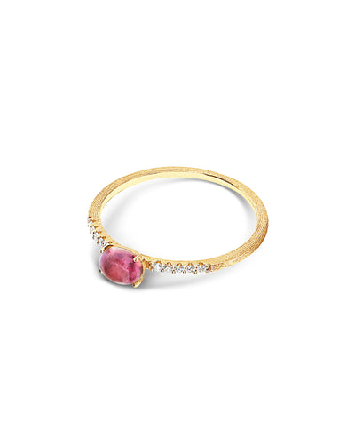 Anello "DANCING TOURMALINES" in oro, diamanti e tormalina rosa (piccolo)