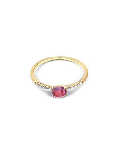 Anello "DANCING TOURMALINES" in oro, diamanti e tormalina rosa (piccolo)