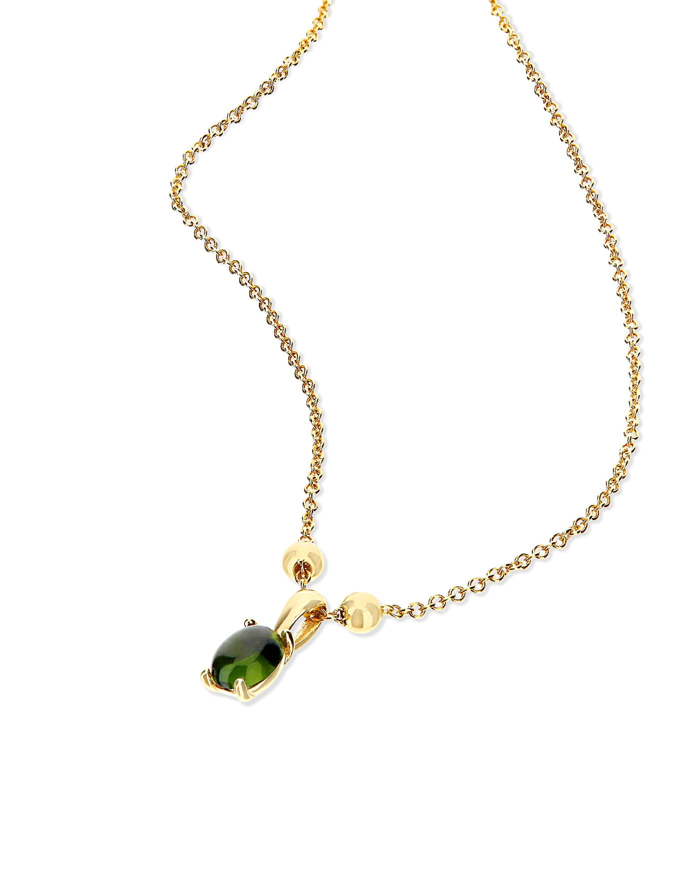 Collana "DANCING TOURMALINES" minimale con pendente in oro e tormalina verde