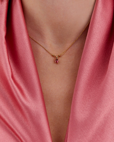 Collana "DANCING TOURMALINES" minimale con pendente in oro e tormalina rosa