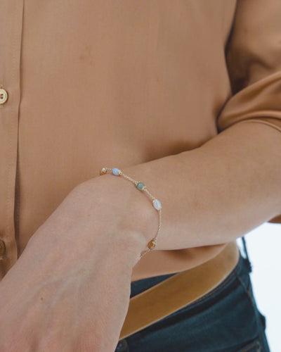 "Rainbow" gold and natural stones bracelet