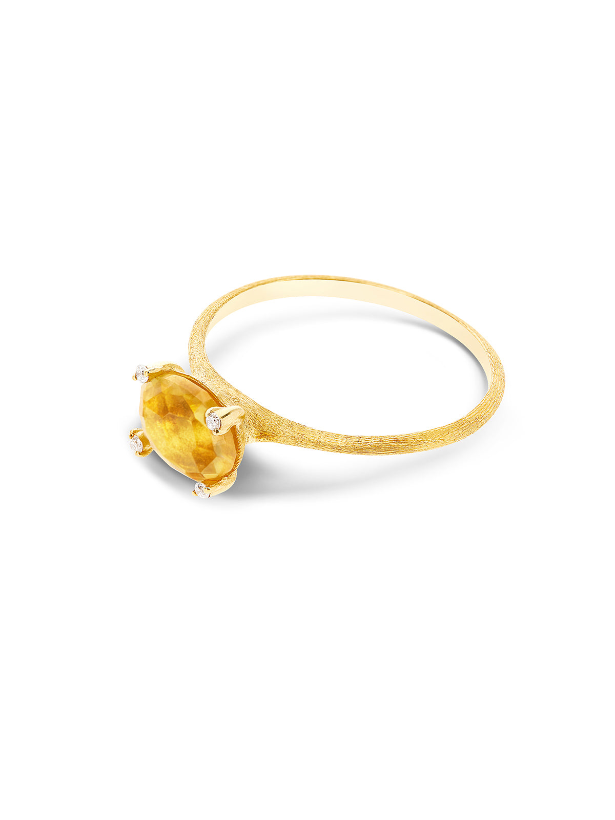 "ipanema" gold, citrine quartz and diamonds ring 