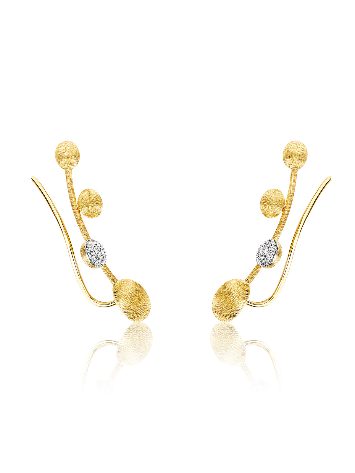 "Élite" gold and diamonds twig-shaped earrings