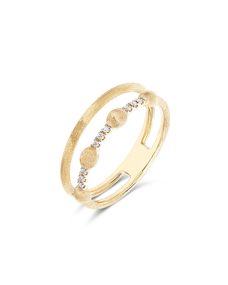 Nanis Anello "DANCING ÉLITE" a doppia fascia con boules in oro e barrette di – Nanis Italian Jewels