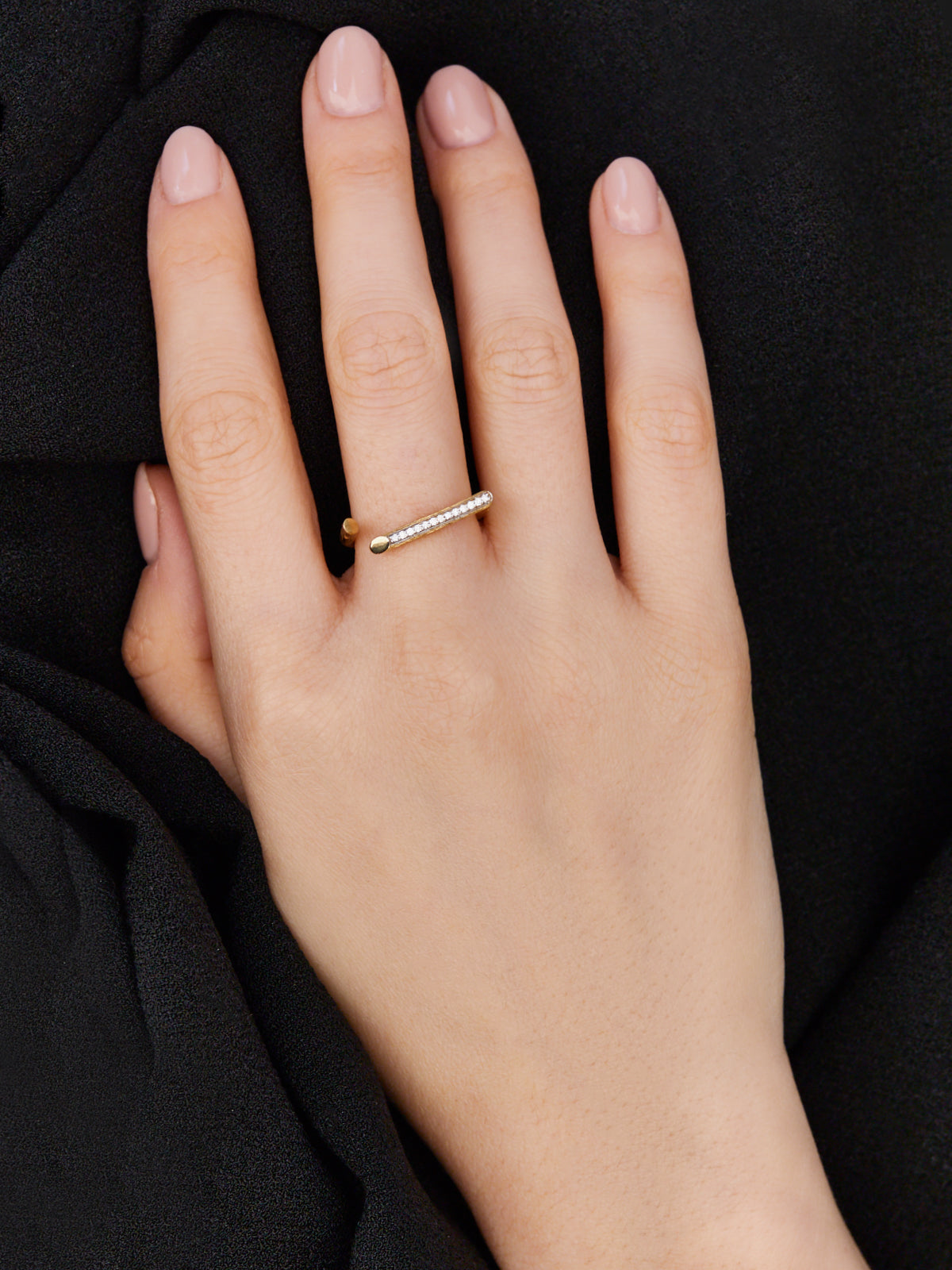 "libera" gold and diamonds opened look ring 