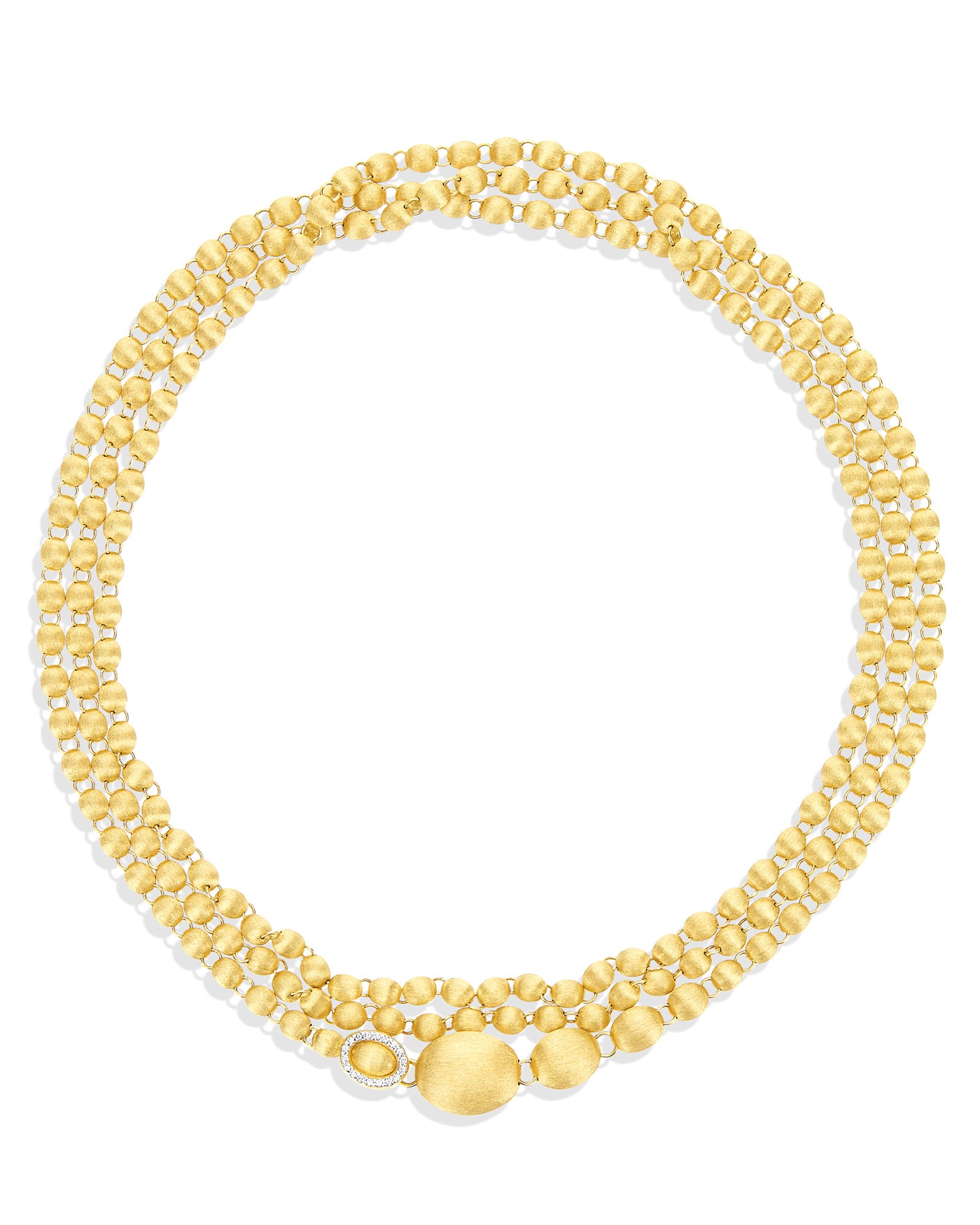 Collana iconica "IVY" slim convertibile con boules in oro incise a mano e diamanti