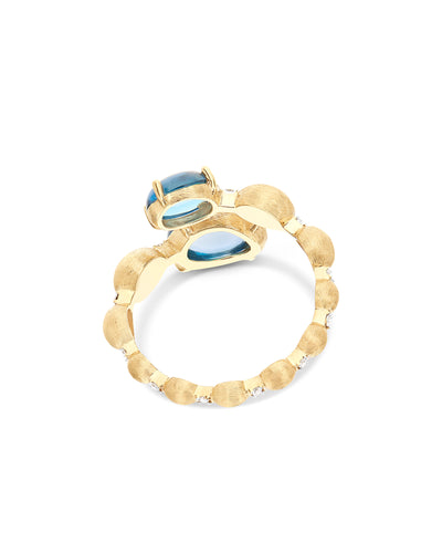 "azure" gold, diamonds and london blue topaz open ring (large) 