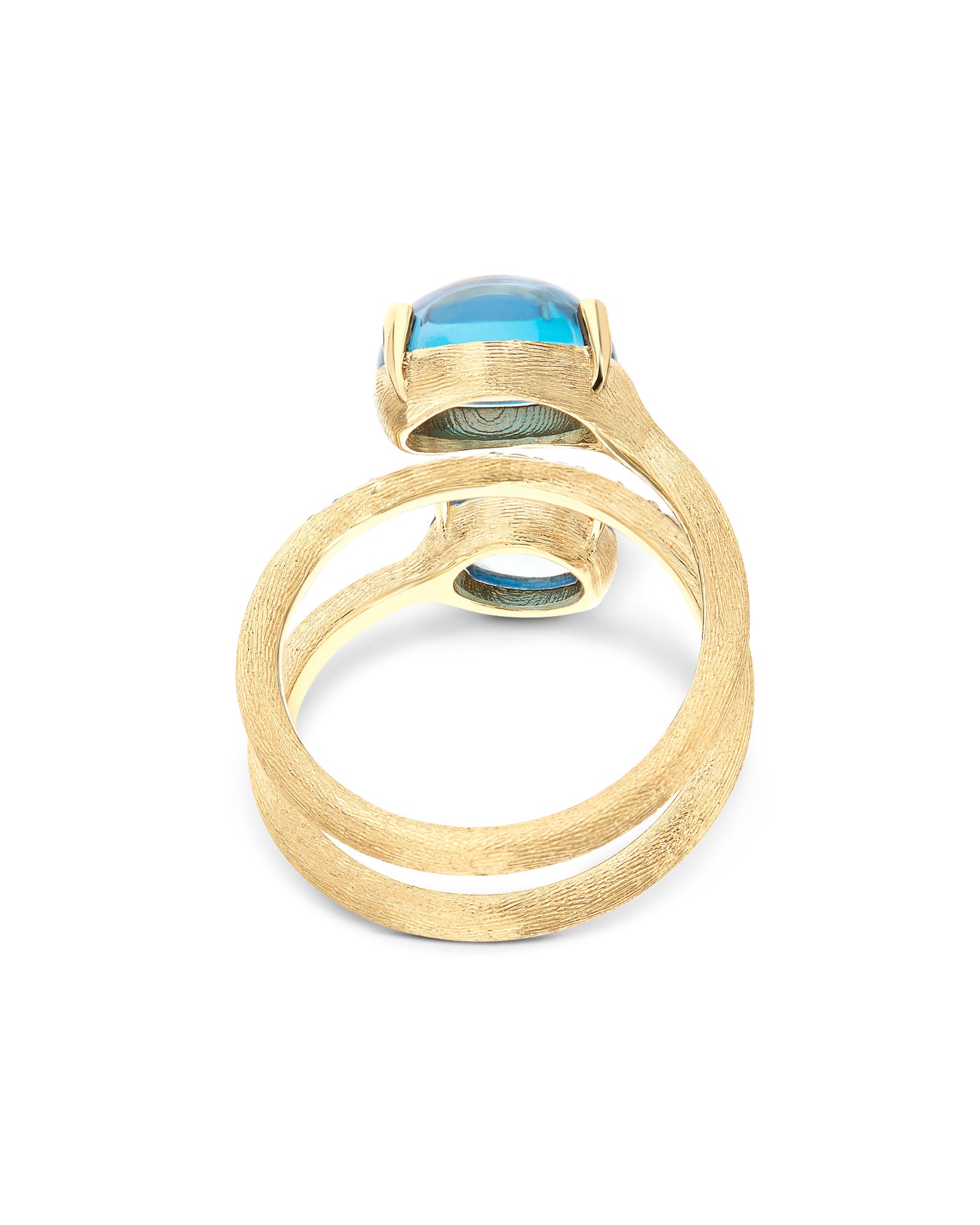 "azure" gold, diamonds and london blue topaz spiral ring 