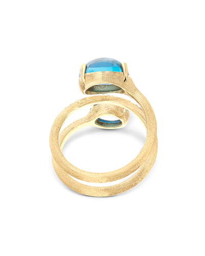 "azure" gold, diamonds and london blue topaz spiral ring 