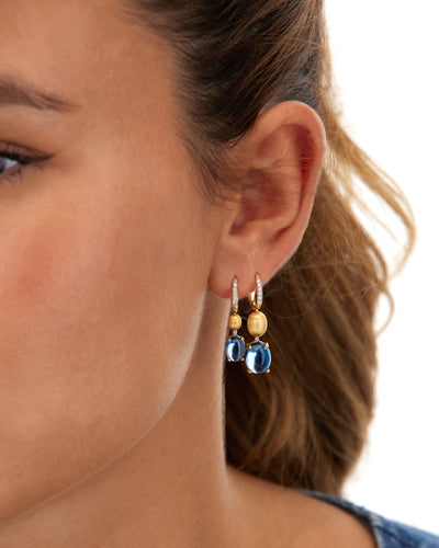 "azure" gold, london blue topaz and diamonds leverback earrings (small)