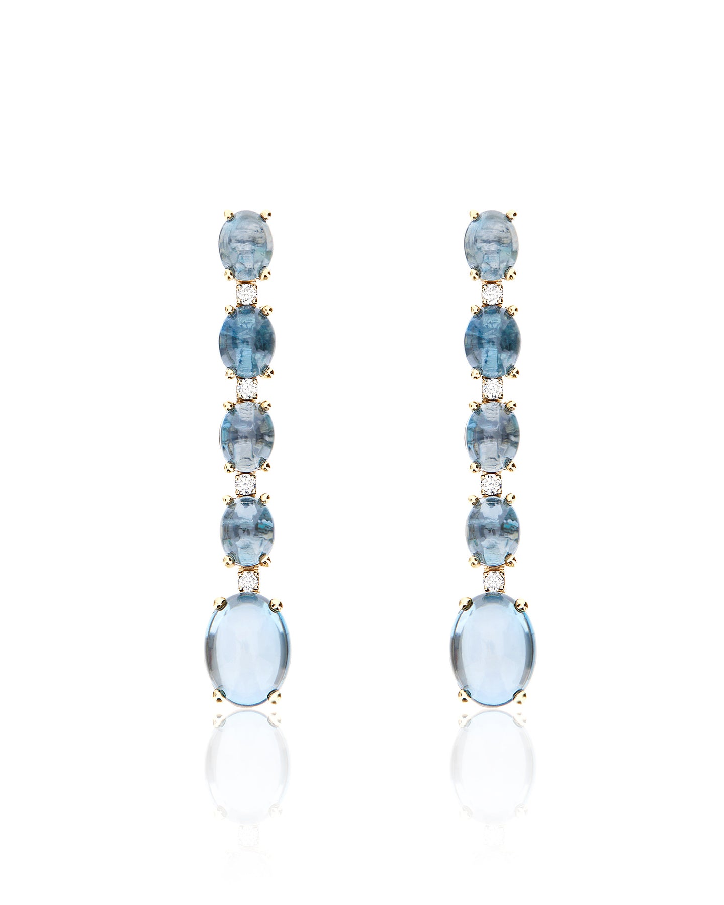 Nanis Orecchini "DANCING AZURE" lunghi pendenti in oro con boules in diamant – Nanis Italian Jewels