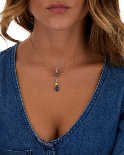 "azure" gold, diamonds and london blue topaz dainty pendant