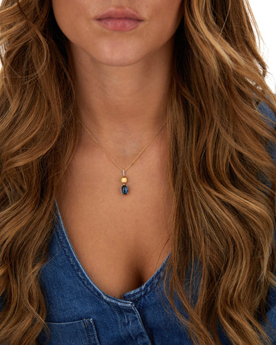 "azure" gold, diamonds and london blue topaz dainty pendant 