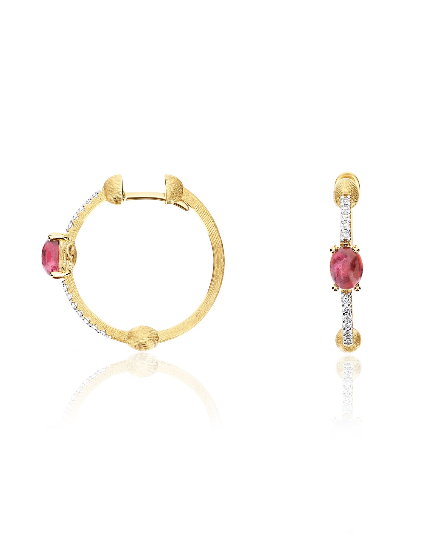 Nanis Orecchini a cerchio "DANCING TOURMALINES" in oro, diamanti e tormalina – Nanis Italian Jewels