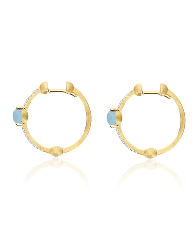 "azure" gold, aquamarine and diamonds hoop earrings