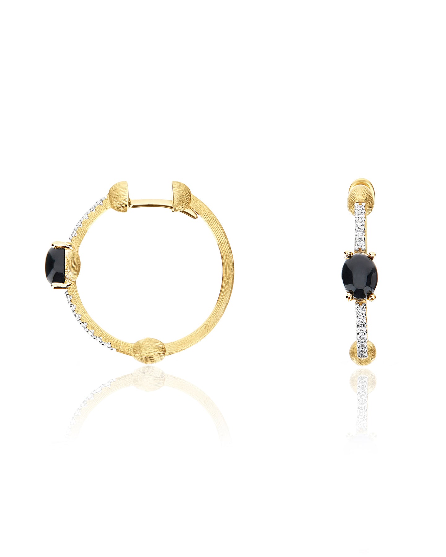 Nanis Orecchini "DANCING MYSTERY BLACK" a cerchio in oro, diamanti e onice n – Nanis Italian Jewels