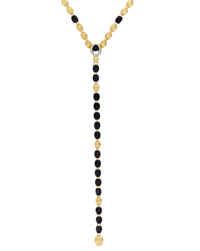 "ivy" black onyx bracelet with gold boules and diamonds