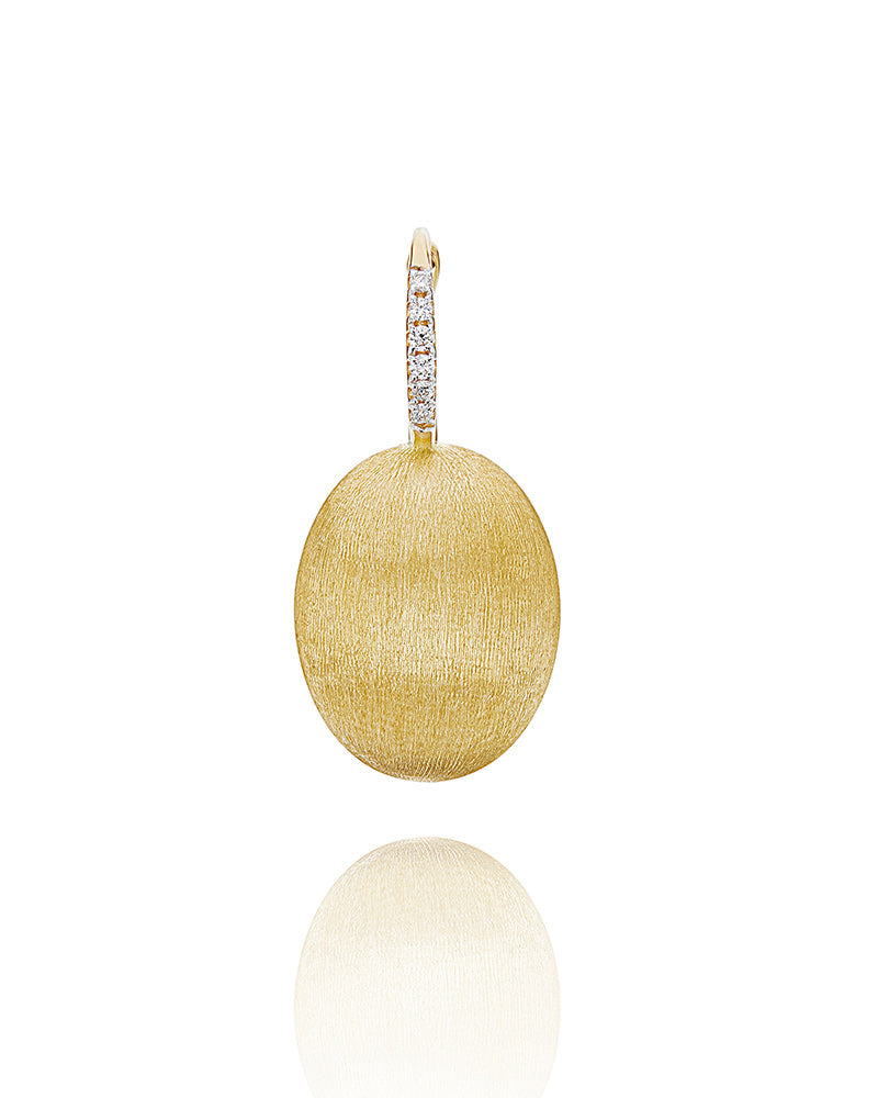 Orecchino "CILIEGINA" con boule pendente in oro e dettagli di diamanti (grande)