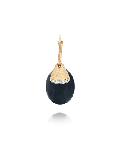 Orecchino CILIEGINA "DANCING MISTERY BLACK" pendente con boule in oro, onice nero e dettagli in diamante (grande)