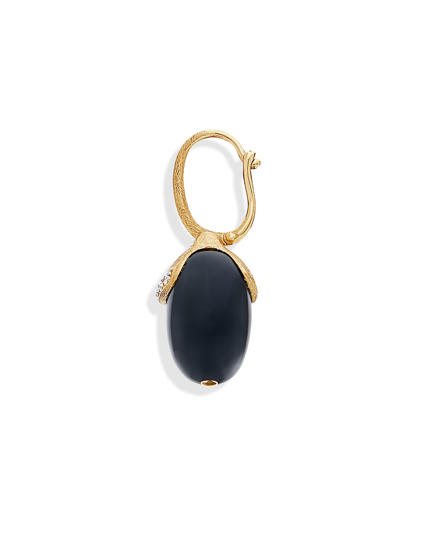 Orecchino CILIEGINA "DANCING MISTERY BLACK" pendente con boule in oro, onice nero e dettagli in diamante (grande)