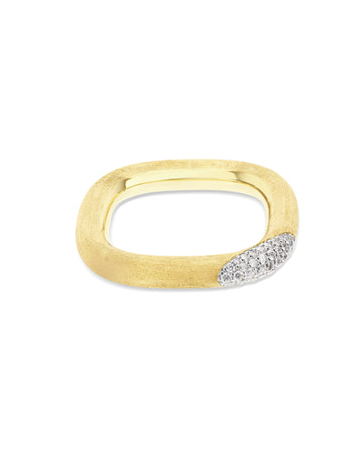 Anello "LIBERA" squadrato in oro e diamanti (grande)