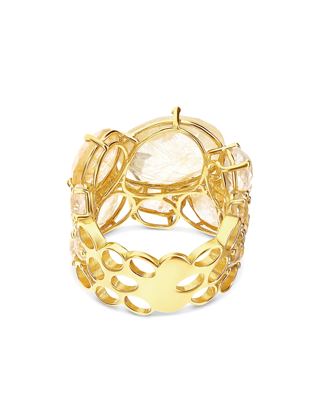 "ipanema" gold and yellow rutilated quartz band ring 