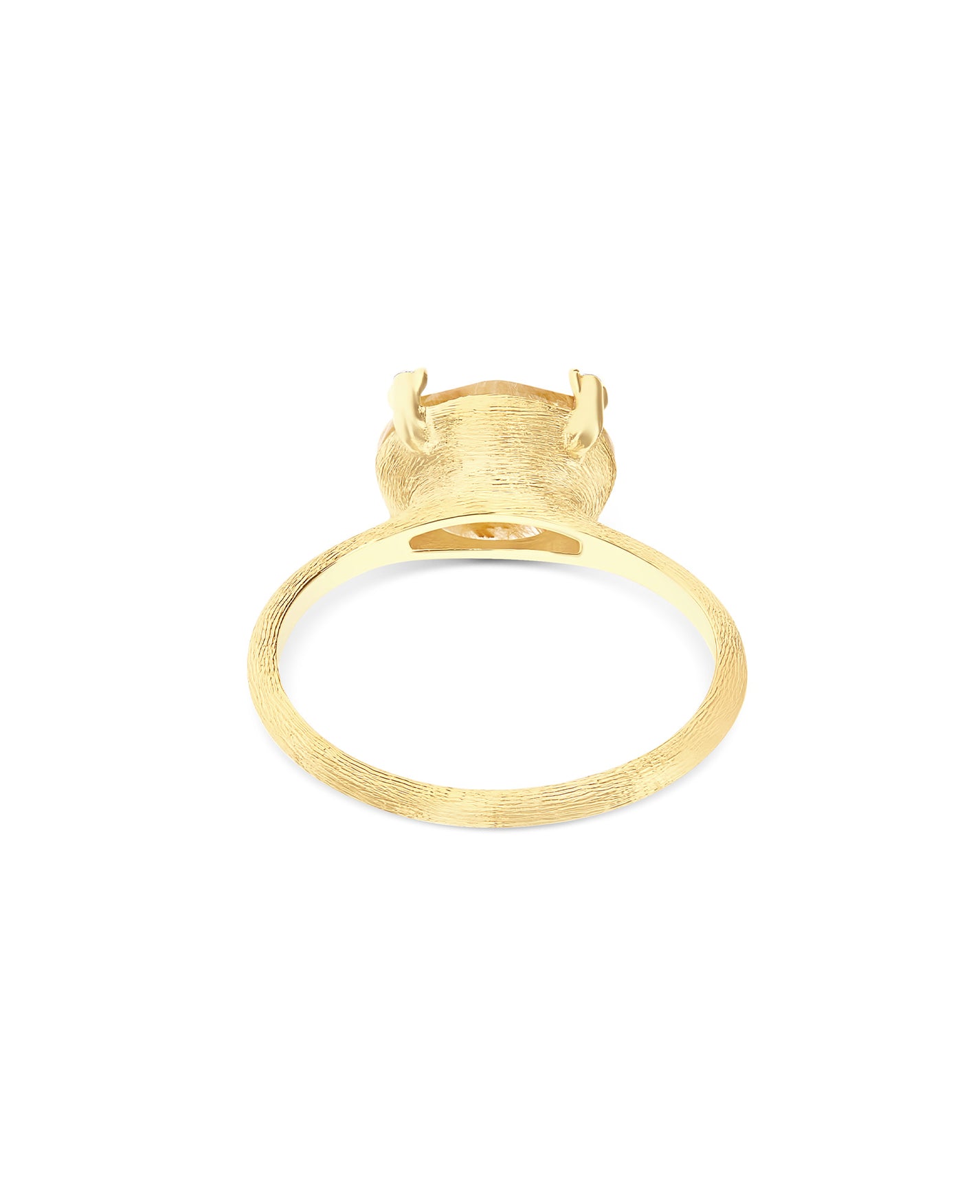 Anello "IPANEMA" in oro, quarzo rutilato giallo e dettagli di diamanti (medio)