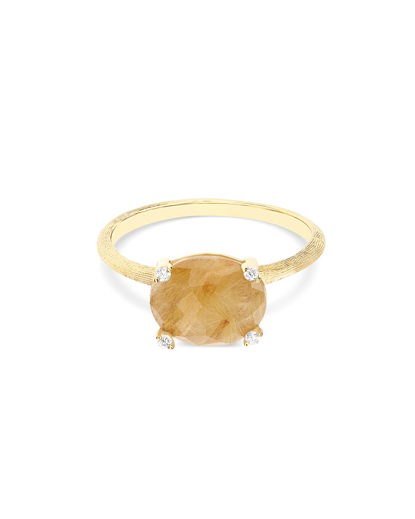 "IPANEMA" YELLOW RUTILATED QUARTZ, DIAMONDS AND 18KT GOLD RING (MEDIUM)