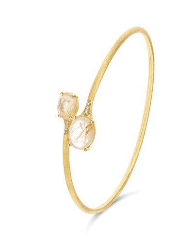 "ipanema" yellow rutilated quartz, diamonds and 18kt gold handmade bangle