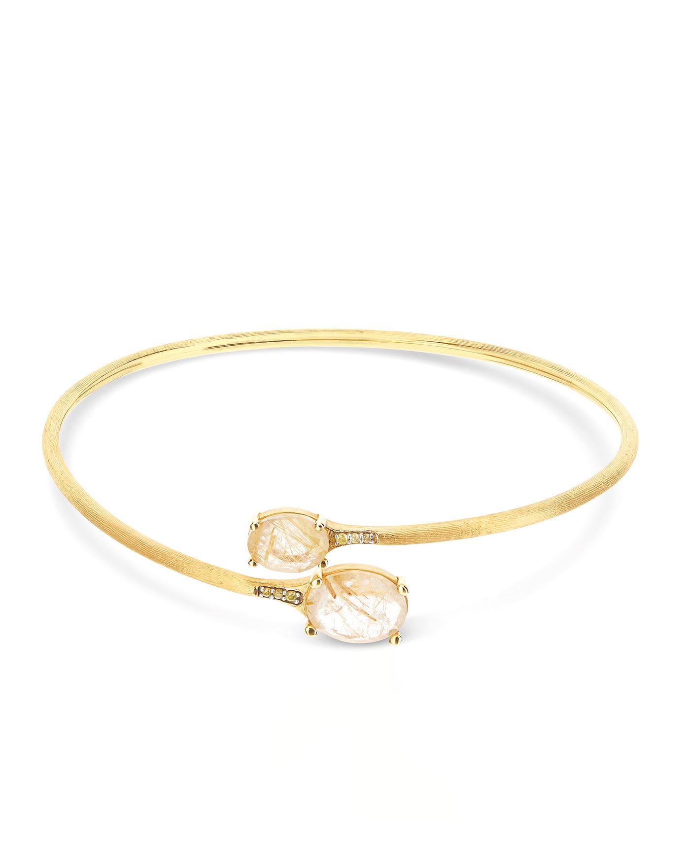 "ipanema" yellow rutilated quartz, diamonds and 18kt gold handmade bangle