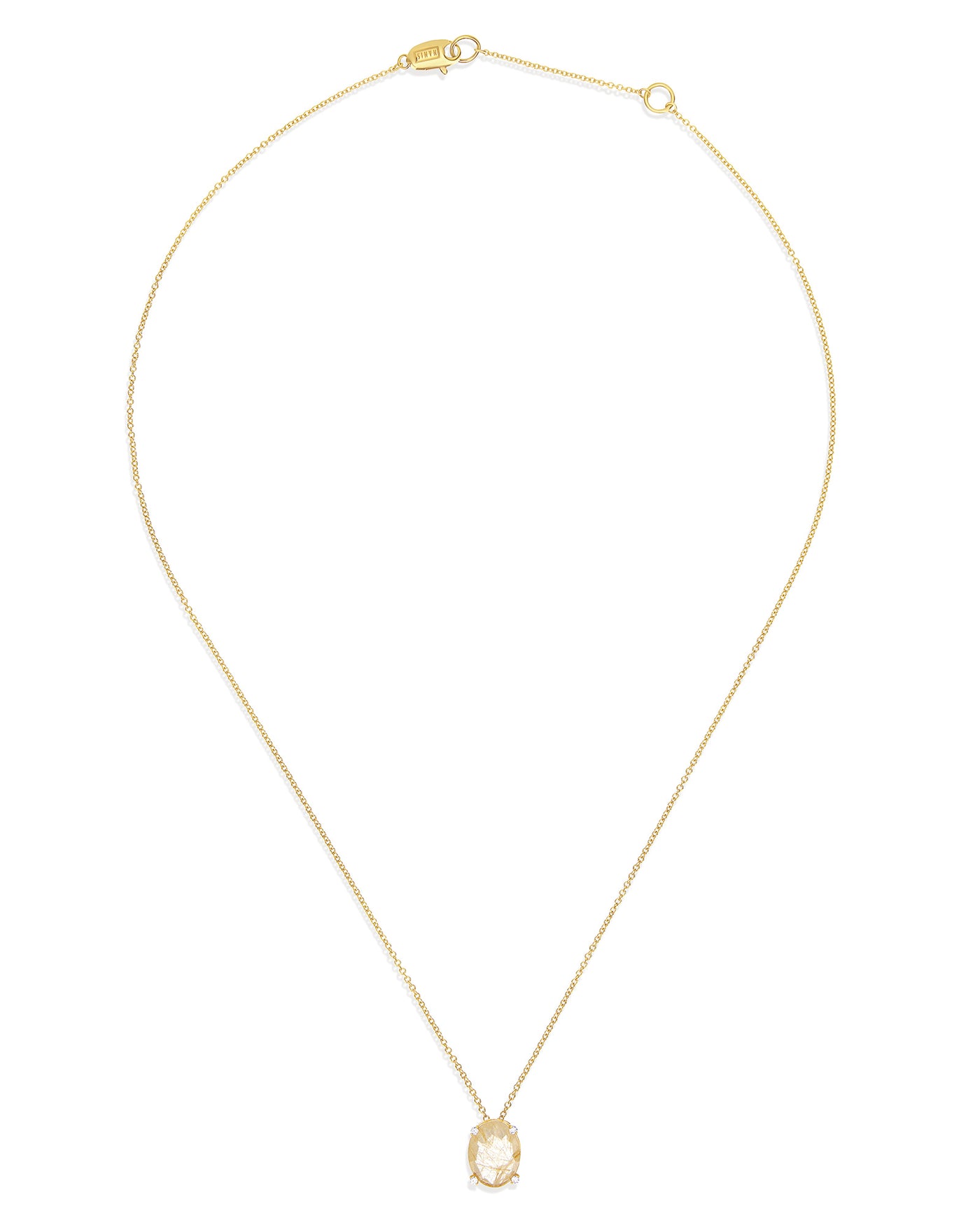 "ipanema" yellow rutilated quartz, diamonds and 18kt gold tiny pendant