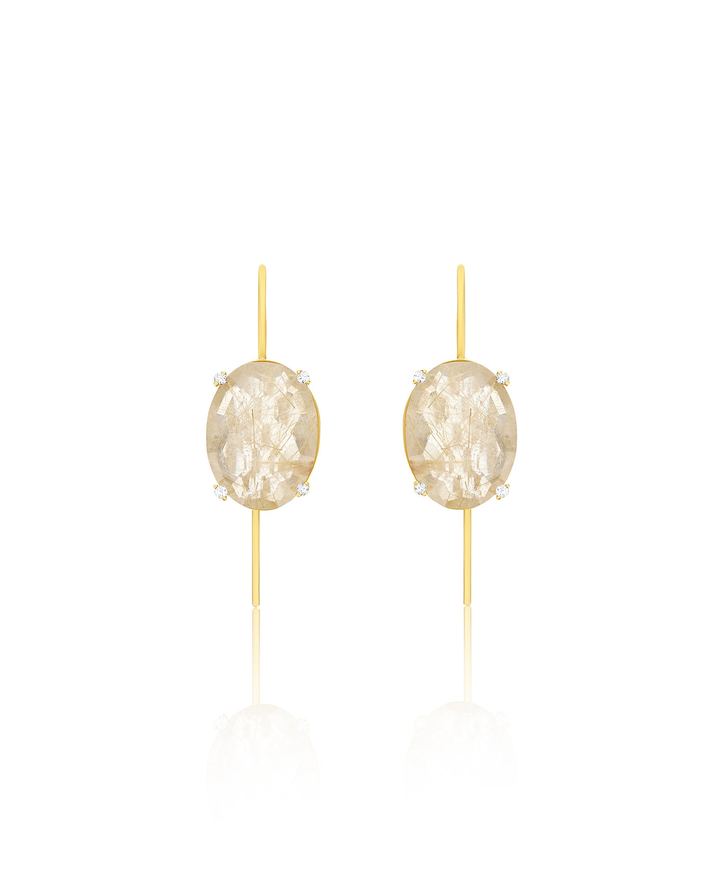 Nanis Orecchini "IPANEMA" con boules in oro, quarzo rutilato giallo e dettag – Nanis Italian Jewels