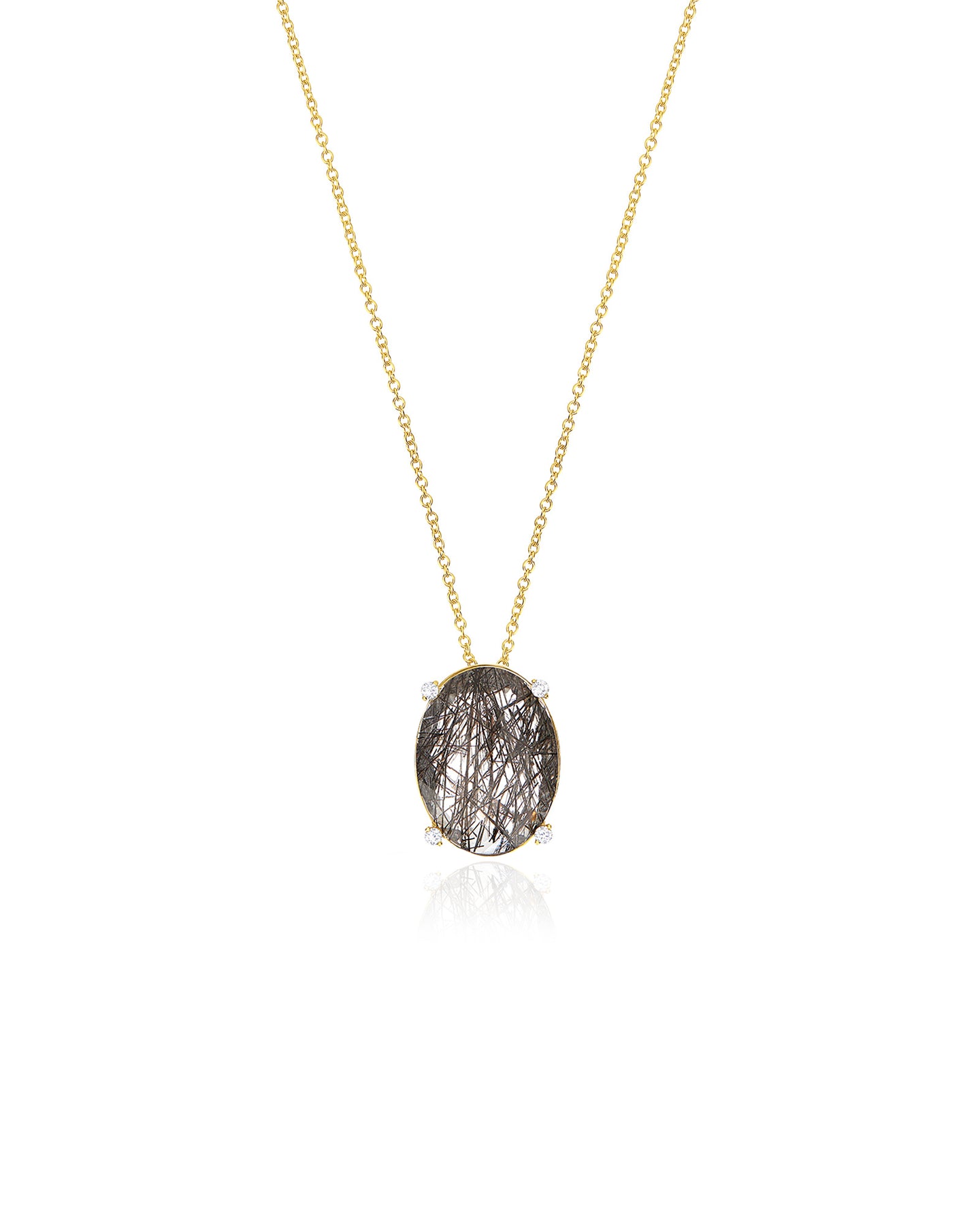 Nanis Collana "IPANEMA" pendente con ciondolo in oro, quarzo rutilato grigio – Nanis Italian Jewels