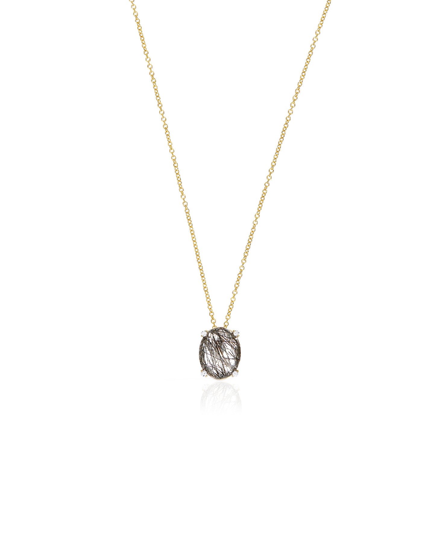 Nanis Collana "IPANEMA" pendente con ciondolo in oro, quarzo rutilato grigio – Nanis Italian Jewels