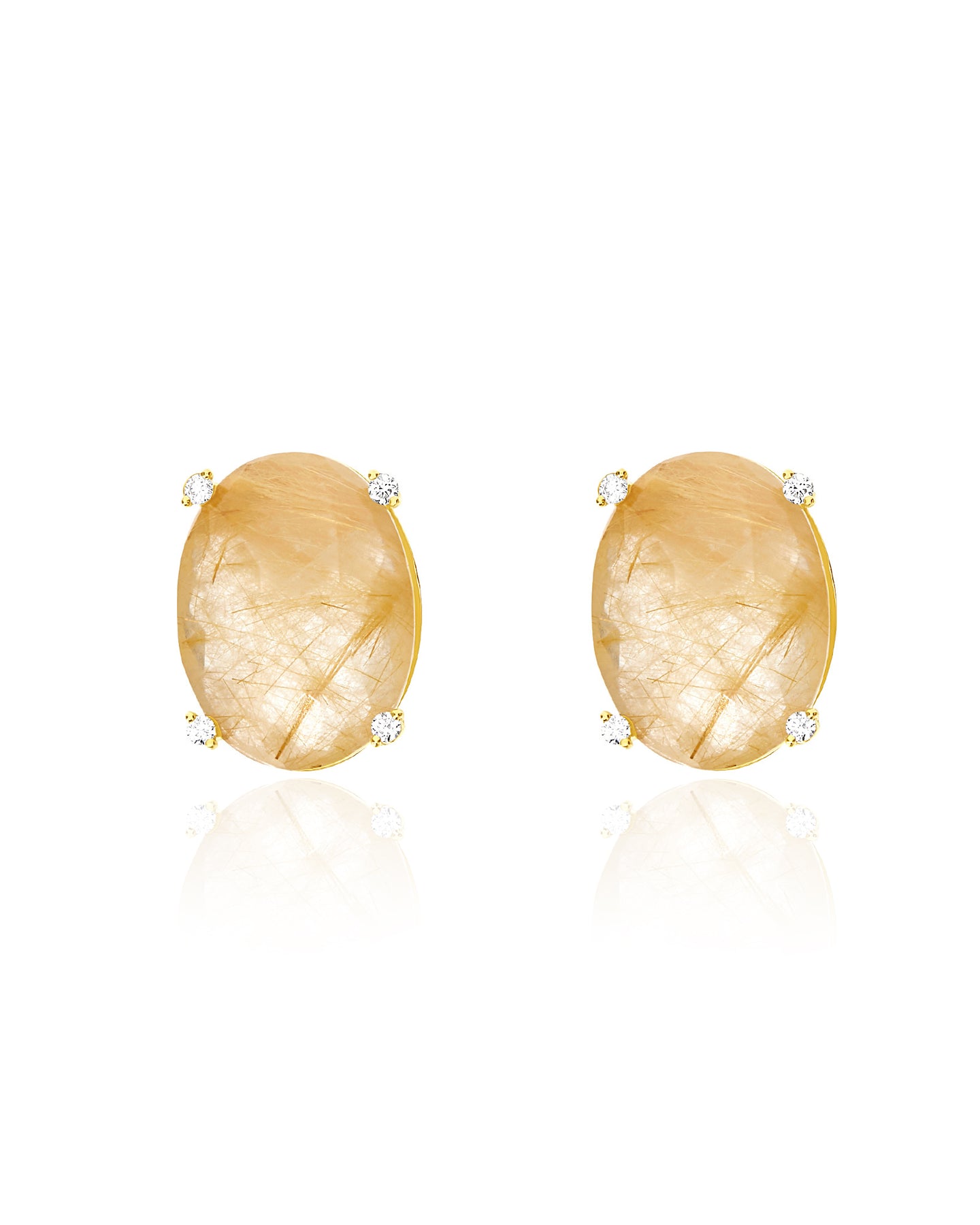 Nanis Orecchini a lobo "IPANEMA" in oro, quarzo rutilato giallo e dettagli d – Nanis Italian Jewels