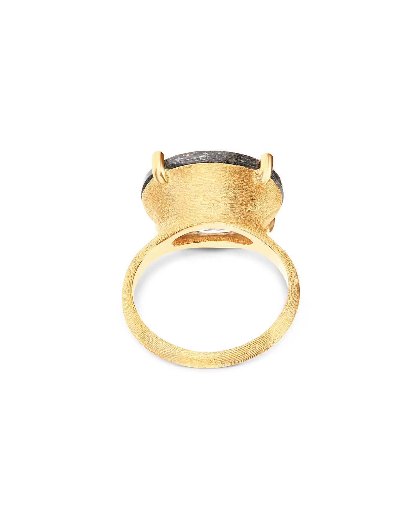 "ipanema" grey rutilated quartz, diamonds and 18kt gold ring (large)