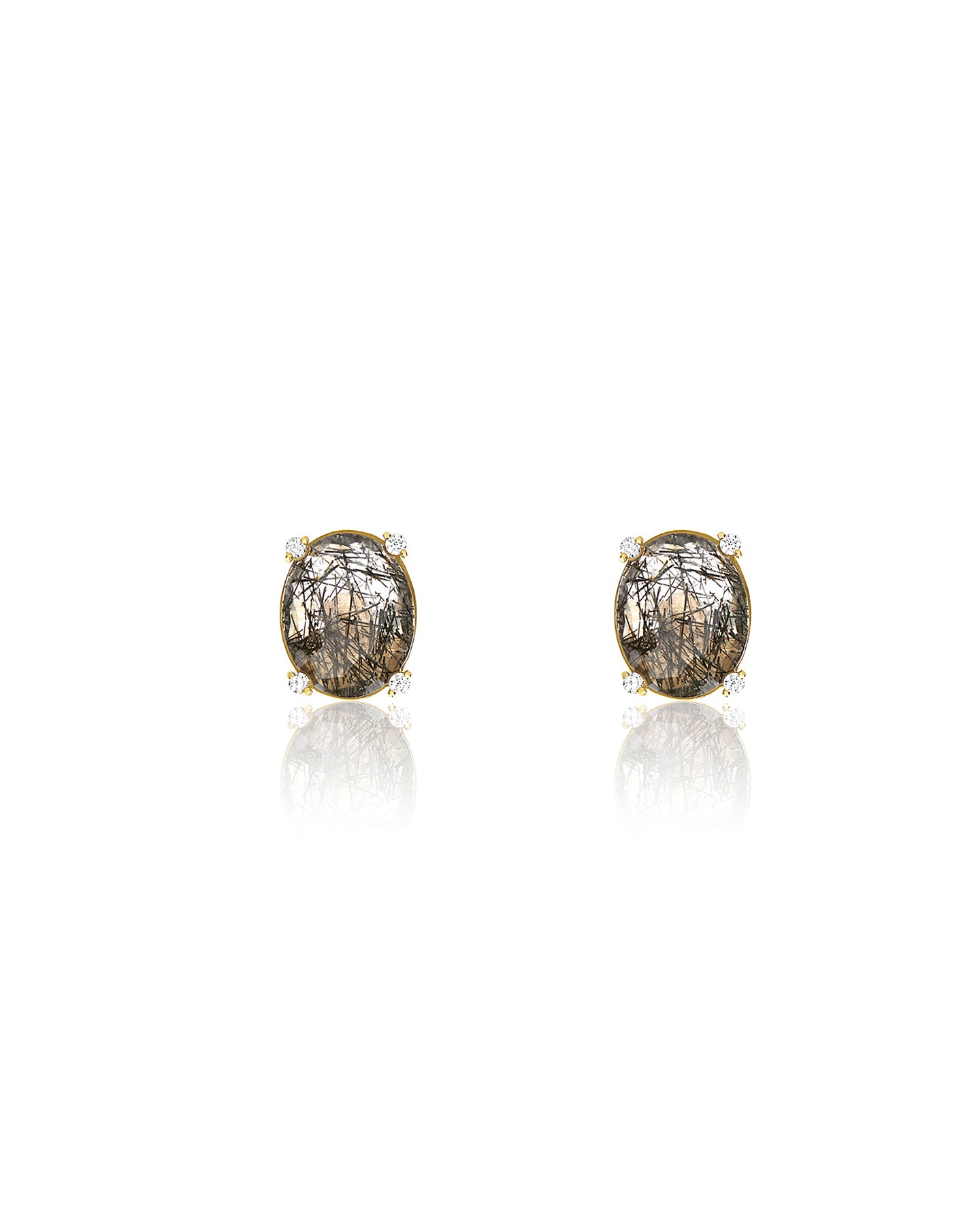 Nanis Orecchini a lobo "IPANEMA" in oro, quarzo rutilato grigio e dettagli d – Nanis Italian Jewels