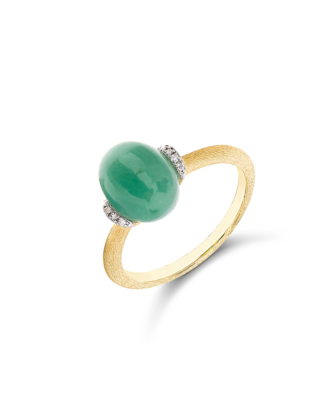 Anello AMAZZONIA "AMULETI" in oro, diamanti e avventurina verde (piccolo)