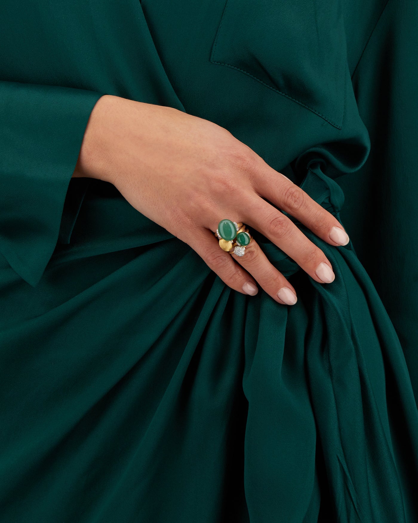 "amazonia" gold, diamonds and green aventurine ring (small) 