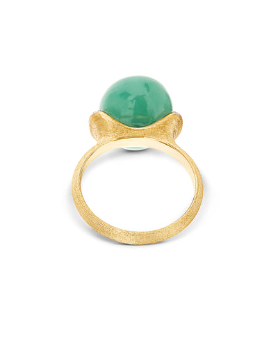 Anello "AMAZZONIA" in oro, diamanti e avventurina verde (grande)