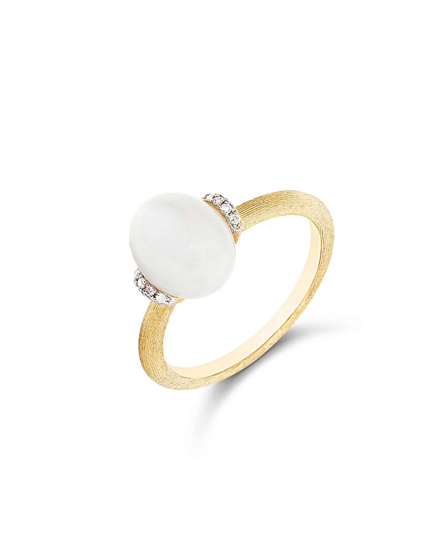Nanis Anello "WHITE DESERT" in oro, diamanti e pietra di luna (piccolo) – Nanis Italian Jewels
