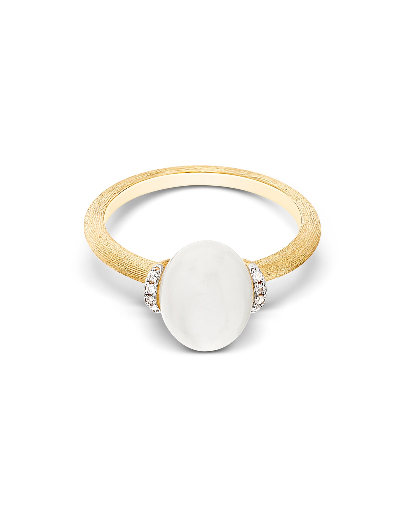 Anello WHITE DESERT "AMULETI" in oro, diamanti e pietra di luna (piccolo)