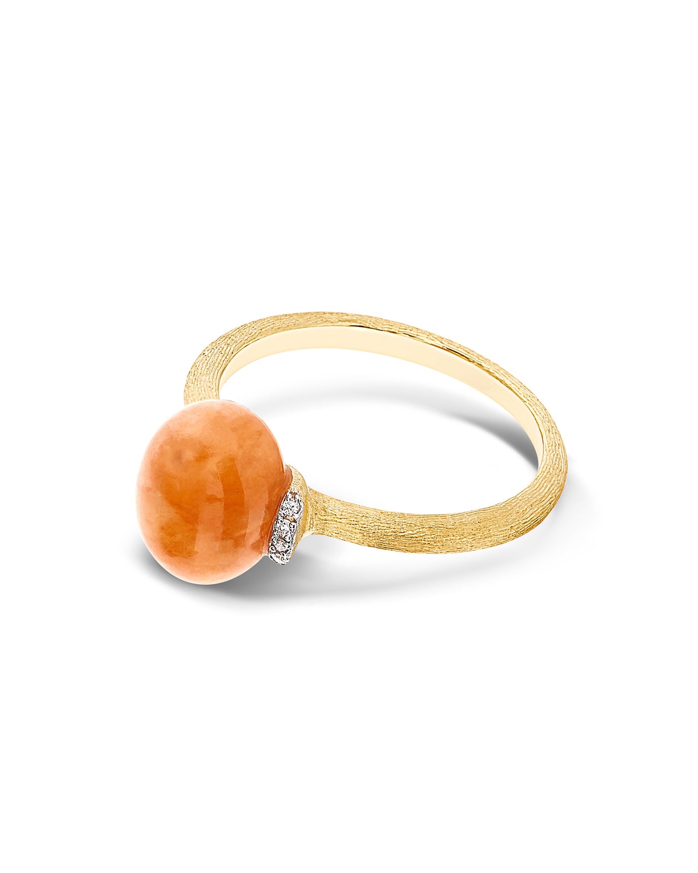 Anello "PETRA" in oro, diamanti e avventurina arancione (piccolo)