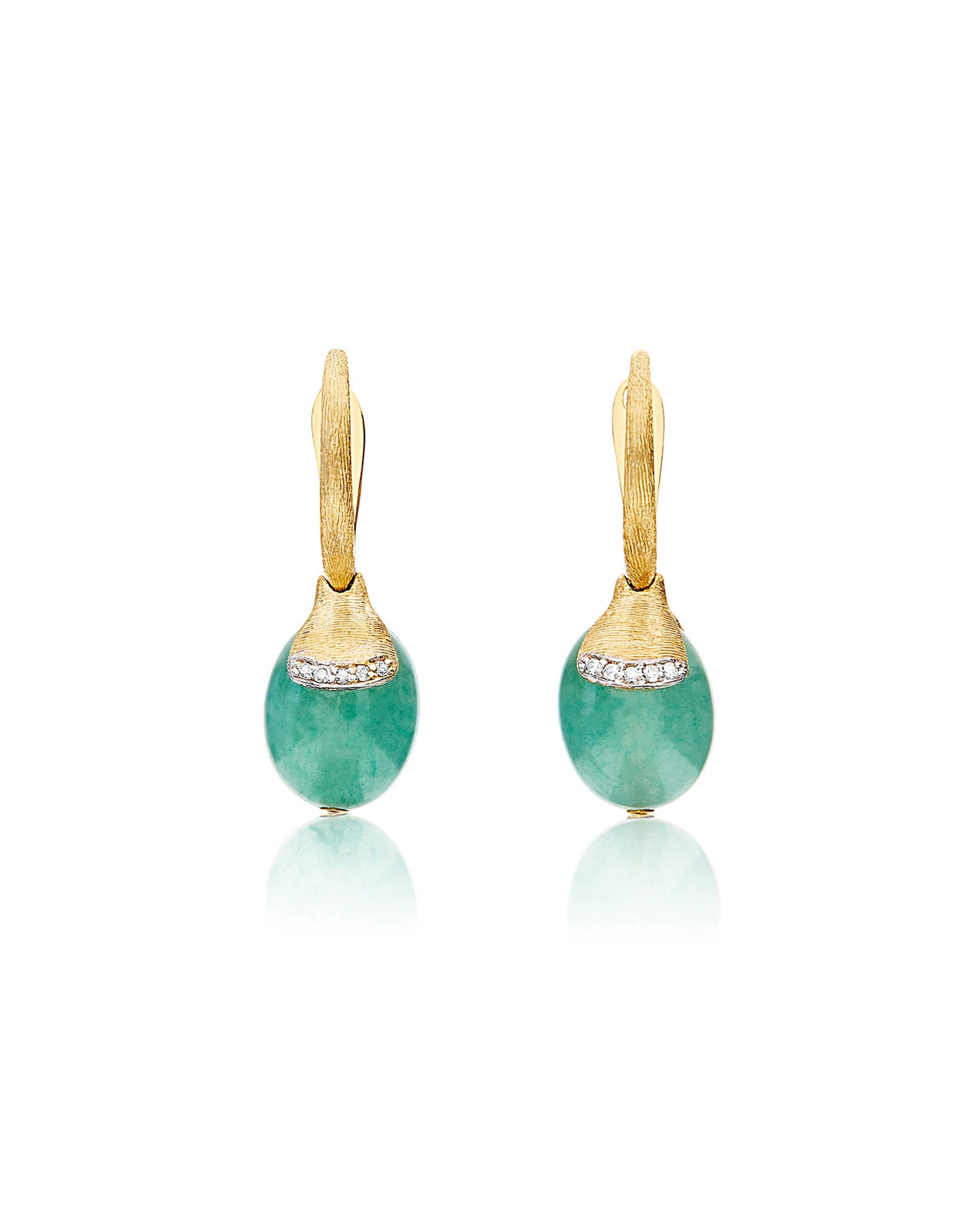 Nanis Orecchini ciliegine "AMAZZONIA" pendenti in oro, avventurina verde e d – Nanis Italian Jewels