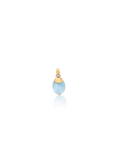 "Azure" gold, diamonds and milky aquamarine pendant (small)